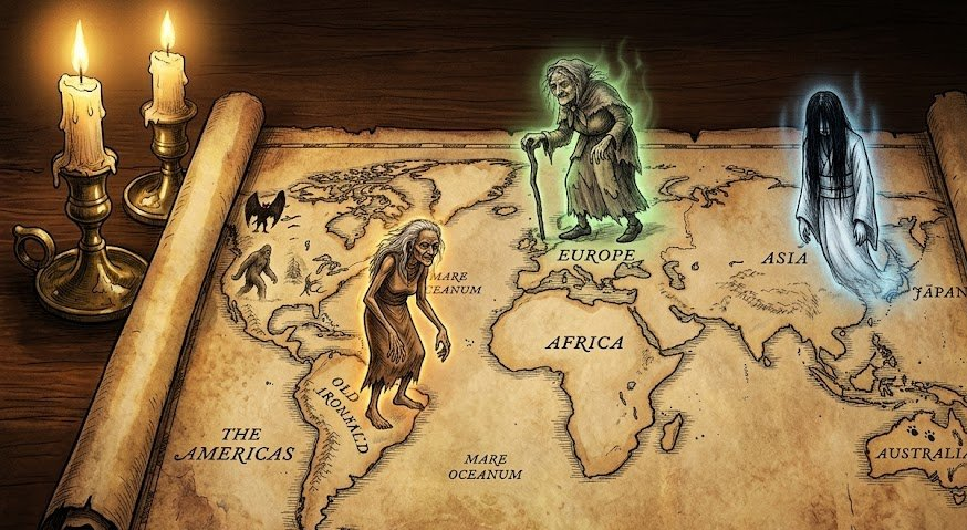 A map of old hag traditions.