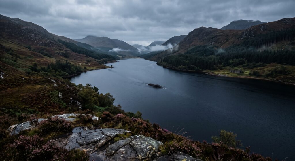 a large beast surfaces in Loch Morar.