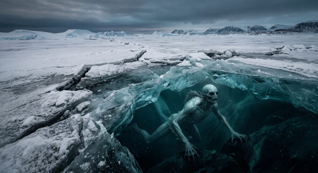 The ningen swims the seas in Antartica. 