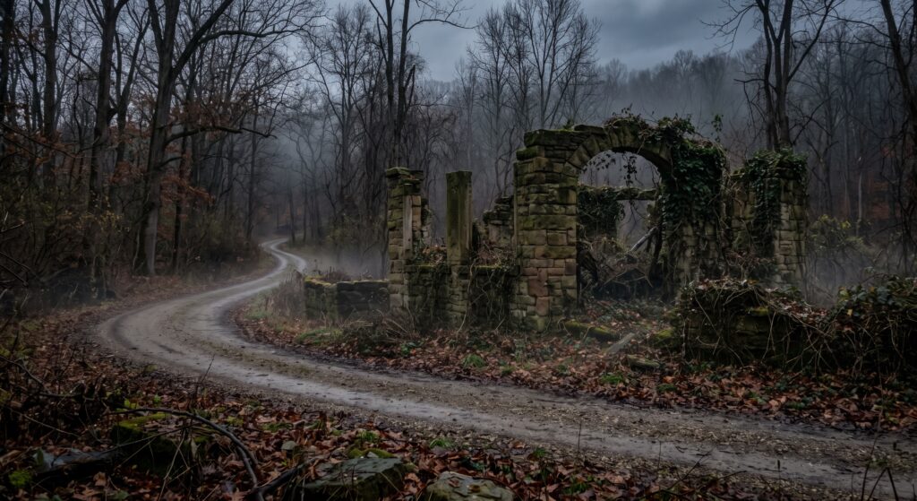 An artistic recreation of the ruins of an orphanage in Northern Ohio.